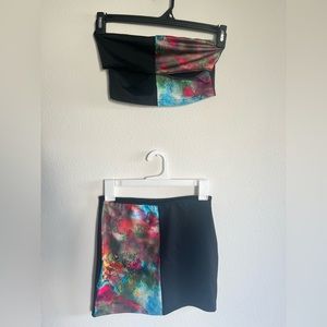 SHEIN Floral Cut Out Tube Top With Sleeves & BodyCon Skirt Women’s Size S